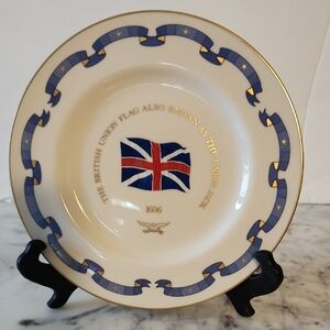 Danbury Mint Union Flag Plate with Gold and Blue Accents